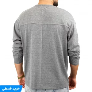 بلوز  مردانه یقه گرد سایز بزرگ ساده جیب دار