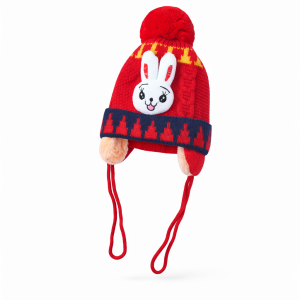 کلاه بافتنی بچگانه مدل خرگوش طرح داخل خز