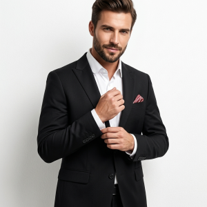 کت شلوار مردانه فندی مشکی یقه کنت  FENDI