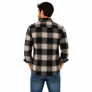 پیراهن پاییزه مردانه  چهارخانه مدل classic Black line