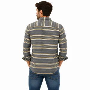 پیراهن مردانه پاییزه راه‌راه طوسی Grey line