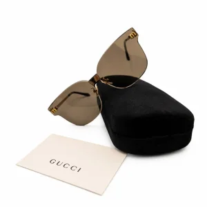 عینک آفتابی زنانه Gucci Rimless با فریم طلایی