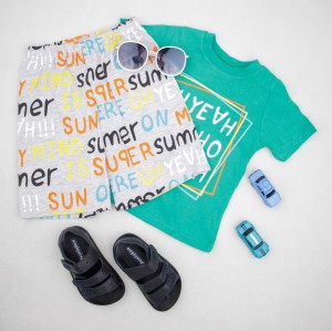 ست شلوارک و تی شرت پسرانه نوشته دار