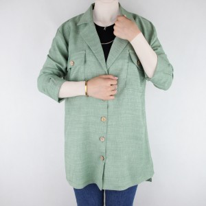 شومیز زنانه مانتویی جیب دار کلیون