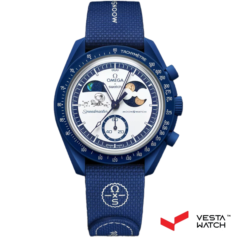 ساعت مچی امگا سواچ مدل MISSION TO EARTHPHASE - MOONSHINE GOLD SO33N703L