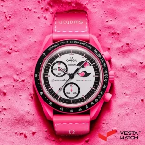 ساعت مچی امگا سواچ مدل MISSION TO THE PINK MOONPHASE SO33P700