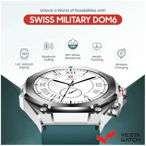 ساعت مچی هوشمند سوئیس میلیتاری SWISS MILITARY مدل  SM-WCH-DOM6-SILF-GRNSS