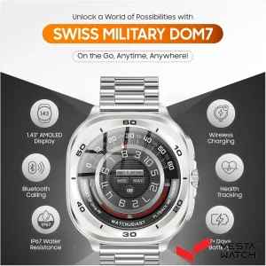 ساعت مچی هوشمند سوئیس میلیتاری SWISS MILITARY مدل  SM-WCH-DOM7-SILF-SILSTL