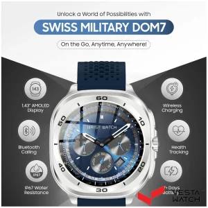 ساعت مچی هوشمند سوئیس میلیتاری SWISS MILITARY مدل SM-WCH-DOM7-SILF-BLUS