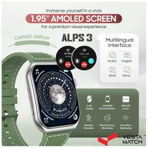 ساعت مچی هوشمند سوئیس میلیتاری SWISS MILITARY مدل  SM-WAT-ALPS3-SLF-GRNSST