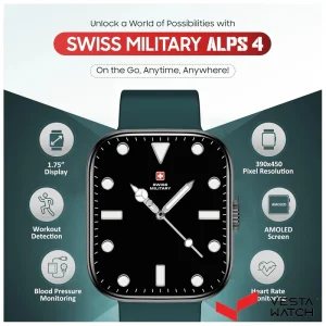ساعت مچی هوشمند سوئیس میلیتاری SWISS MILITARY مدل  SM-WCH-ALPS4-SILF-GRNS