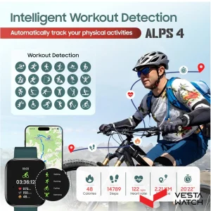 ساعت مچی هوشمند سوئیس میلیتاری SWISS MILITARY مدل  SM-WCH-ALPS4-SILF-GRNS