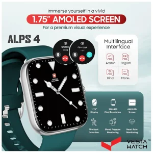 ساعت مچی هوشمند سوئیس میلیتاری SWISS MILITARY مدل  SM-WCH-ALPS4-SILF-GRNS