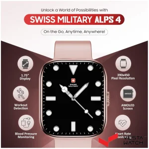 ساعت مچی هوشمند سوئیس میلیتاری SWISS MILITARY مدل SM-WCH-ALPS4-RGLDF-PNKSS