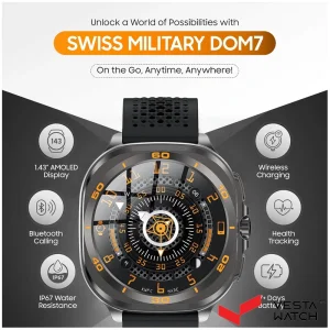 ساعت مچی هوشمند سوئیس میلیتاری SWISS MILITARY مدل  SM-WCH-DOM7-GUNF-BLKS