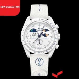 ساعت مچی امگا سواچ مدل MISSION TO EARTHPHASE - MOONSHINE GOLD SO33W701L