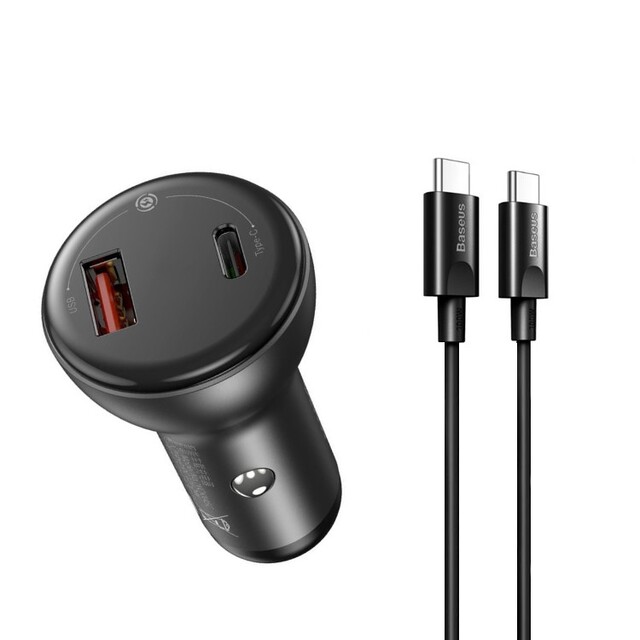 شارژر فندکی باسئوس مدل TZCCBX C0G به همراه کابل تبدیل USB-C