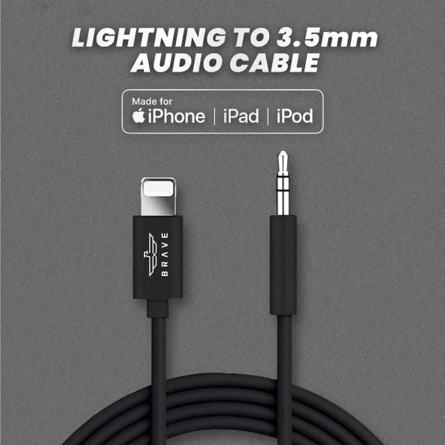 مبدل لایتنینگ به جک 3.5 میلی متری هدفون برند بریو با طول 1.5 متر BRAVE Lightning to 3,5 mm AUX Cable BAC 106