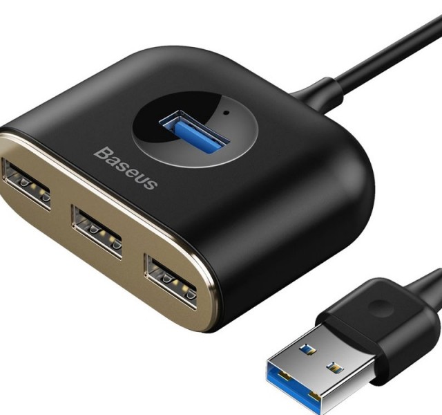 هاب و آداپتور یو اس بی برند بیسوس Baseus Square round 4 in 1 USB HUB Adapter