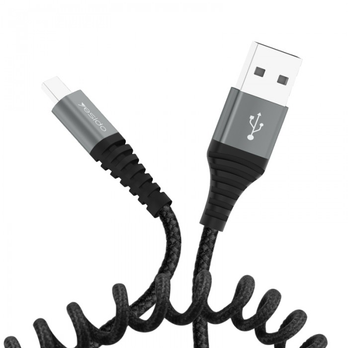 کابل تبدیل USB به LIGHTNING با طول 1.5 متر یسیدو مدل YESIDO CA-38 USB SPRING DATA CABLE FOR LIGHTNING