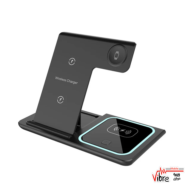 استند شارژر بی سیم 3 کاره 15 واتی پرودو مدل porodo 3in1 dual coil wireless charger dock
