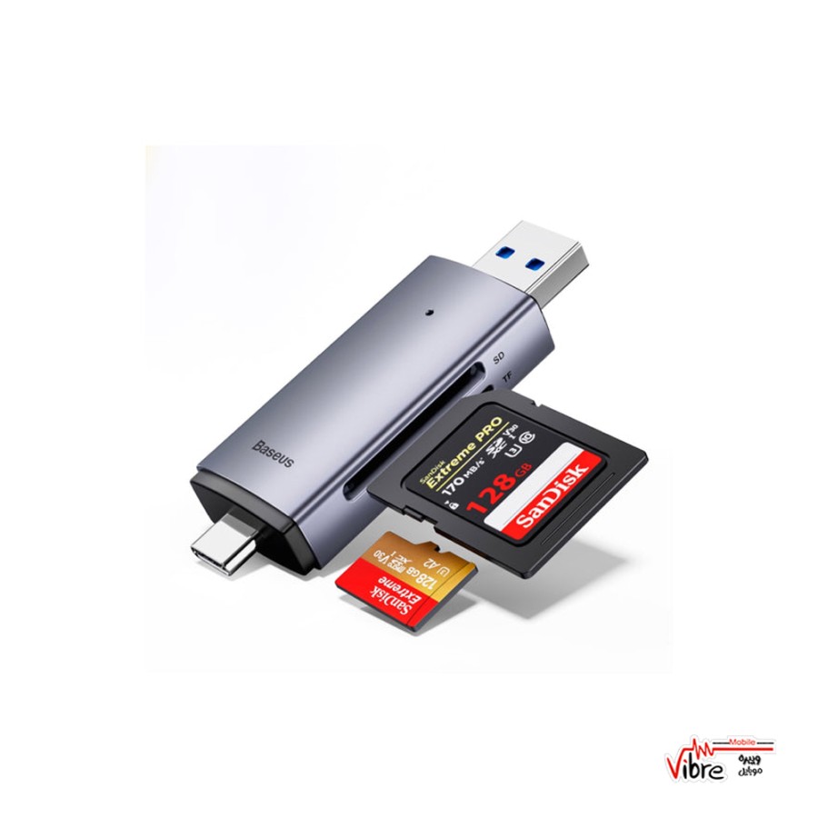 رم ریدر  SD/TF کارت دو پورت USB / TYPE_C بیسوس مدل Airjoy-WKQX060113