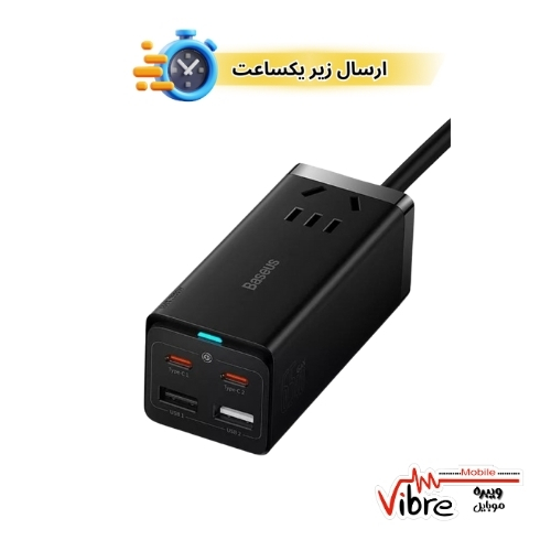 شارژر دیواری فست شارژ بیسوس مدل GaN3 Pro Power Combo AC+2U+2C supervooc cn با توان 65 وات