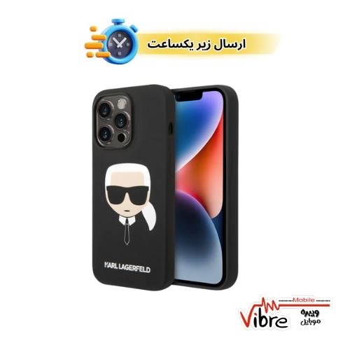 قاب گوشی سیلیکونی  فیس کارل لاگرفلد مناسب آیفون 14 پرومکس مدل IPHONE 14 PRO MAX - SILICONE  CASE KARL LAGERFELD HEAD LOGO