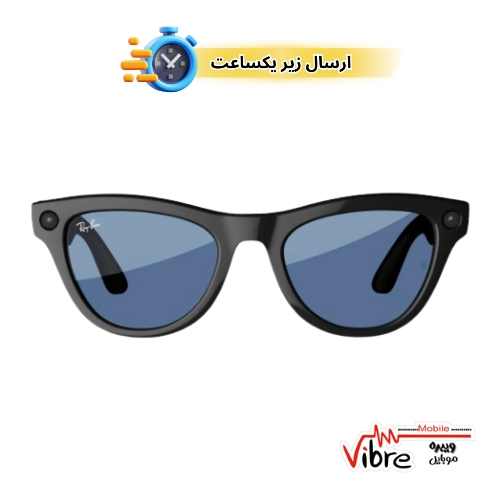 عینک هوشمند ری بن متا مدل اسکایلر رنگ مشکی براق با عدسی ترنزیشن (انتقالی) آبی آسمانی مدلRAY-BAN META SKYLER transitions RW4010 سایز 52mm