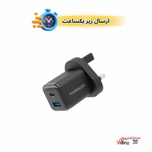 شارژر دیواری پاورلوژی مدل GAN35W با دو پورت USB-C و USB-A + کابل Type-C