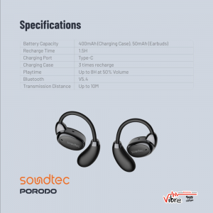 هندزفری دور گوشی بی‌سیم پرودو مدل Porodo Soundtec Aero Tune Open Wearable Earbuds