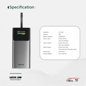 پاوربانک گرین لاین مدل Green Lion Voltix 10000mAh با شارژ سریع 20 PD و طراحی کامپکت