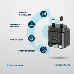 شارژ جمع‌ شونده پاورلوژی مدل  Powerology Single Output | Retractable GaN Charger