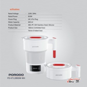کتری برقی تاشو پرودو مدل Porodo Lifestyle Portable Folding Electric Kettle