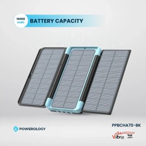 پاوربانک خورشیدی 16000 پاورولوژی مدل Powerology 16000mAh Solar Multi-Cable Power Bank