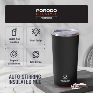 ماگ دوجداره همزن اتومات پرودو مدل Porodo Auto-Stirring Insulated Mug 400ML
