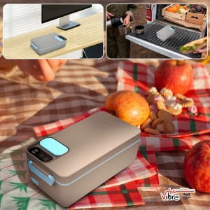 ظرف غذا گرم‌کن شارژی Powerology Lumo مدل Portable Heated Lunch Box – خاکستری/آبی