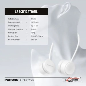 پنکه گردنی بدون پره پرودو مدل Porodo Lifestyle AirFlex Bladeless Neck Fan