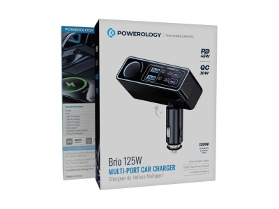 خرید شارژر فندکی Powerology Brio 125W | شارژ هم‌زمان ۴ دستگاه با سرعت بالا