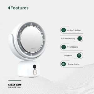 آینه آرایشی فن‌دار گرین لاین مدل Green Lion Makeup Mirror Fan