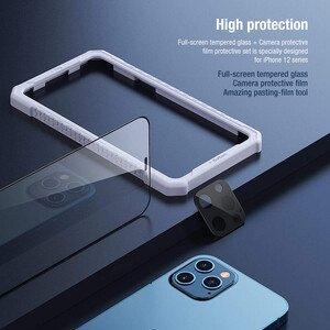 محافظ صفحه نمایش نیلکین مدل Amazing 2-in-1 مناسب برای گوشی اپل iPhone 12 Pro Max به همراه محافظ لنز دوربین