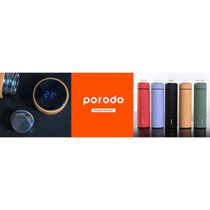 فلاسک قابل حمل هوشمند با نمایشگر دما Porodo ظرفیت 0.5 لیتر مدل PD-TMPBOT