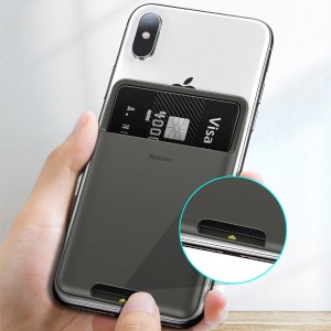 جا کارتی پشت موبایل سیلیکونی بیسوس مدل Baseus back stick silicone card bag ACKD-A0G رنگ خاکستری