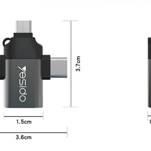 مبدل USB-C / MicroUSB / لایتنینگ OTG یسیدو مدل GS15 قابلیت تبدیل 1 به 3 Yesido GS15 3 In 1 OTG Adapter