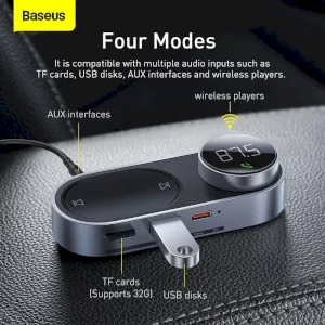 گیرنده بلوتوثی خودرو باسئوس مدل Baseus Solar Car FM Bluetooth Transmitter CDMP000001