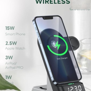 شارژر وایرلس 6 کاره گرین مدل 6IN1 wireless charger stand green