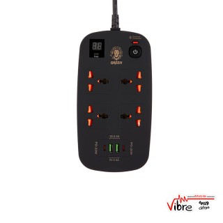 چند راهی و محافظ برق ضد احتراق گرین لاین مدل GNPS2PDBK به همراه درگاه شارژ USB 3.0