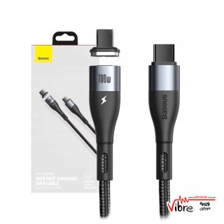 کابل مگنتی تایپ سی به تایپ سی 1.5 متر 100 وات مدل BASEUS ZINC MAGNETIC SAFE FAST CHARGING DATA CABLE  100W CATXC-Q01