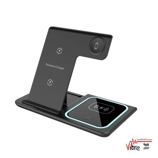 استند شارژر بی سیم 3 کاره 15 واتی پرودو مدل porodo 3in1 dual coil wireless charger dock