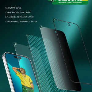 محافظ صفحه نمایش و گلس سیلیکونی گرین مدل +Silicone مناسب برای گوشی آیفون 14 و 14 پرو اورجینال